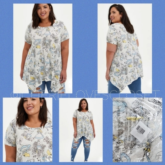 TORRID DISNEY Alice In Wonderland Handkerchief Hem Top! - Picture 2 of 11